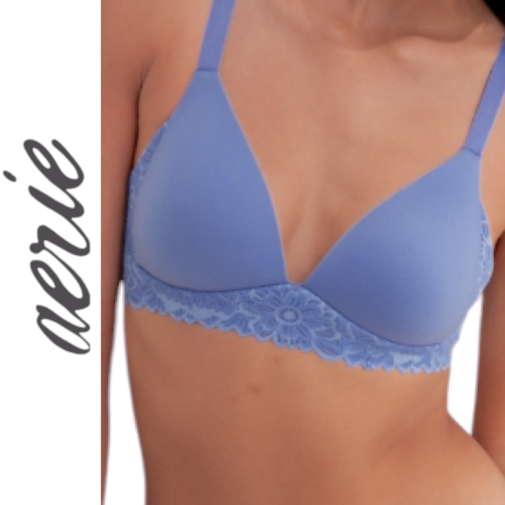 Aerie Light Blue Lace Trim Bra